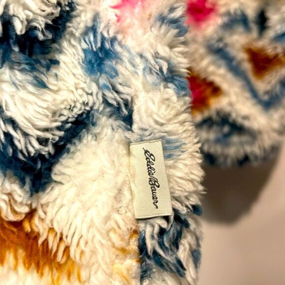 Women's Patterned Fleece Sweater - Multicolor - Picture 8 of 10